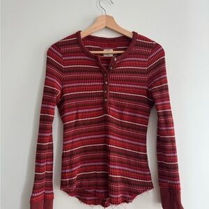 Faherty Multicolor Striped Henley Top